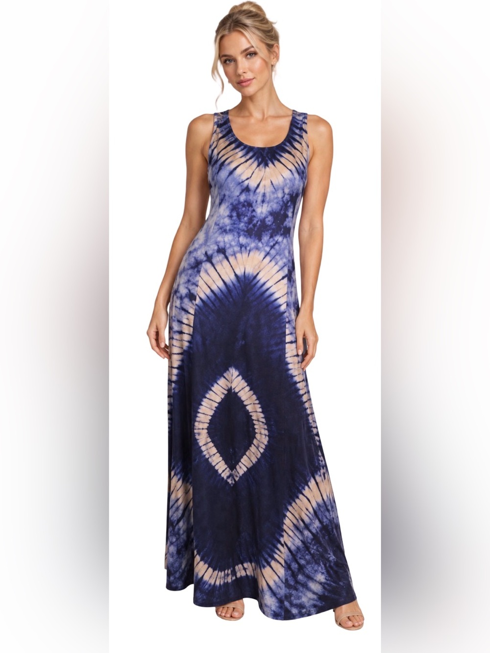 RARE Tie Dye Navy Maxi Dress SZ S